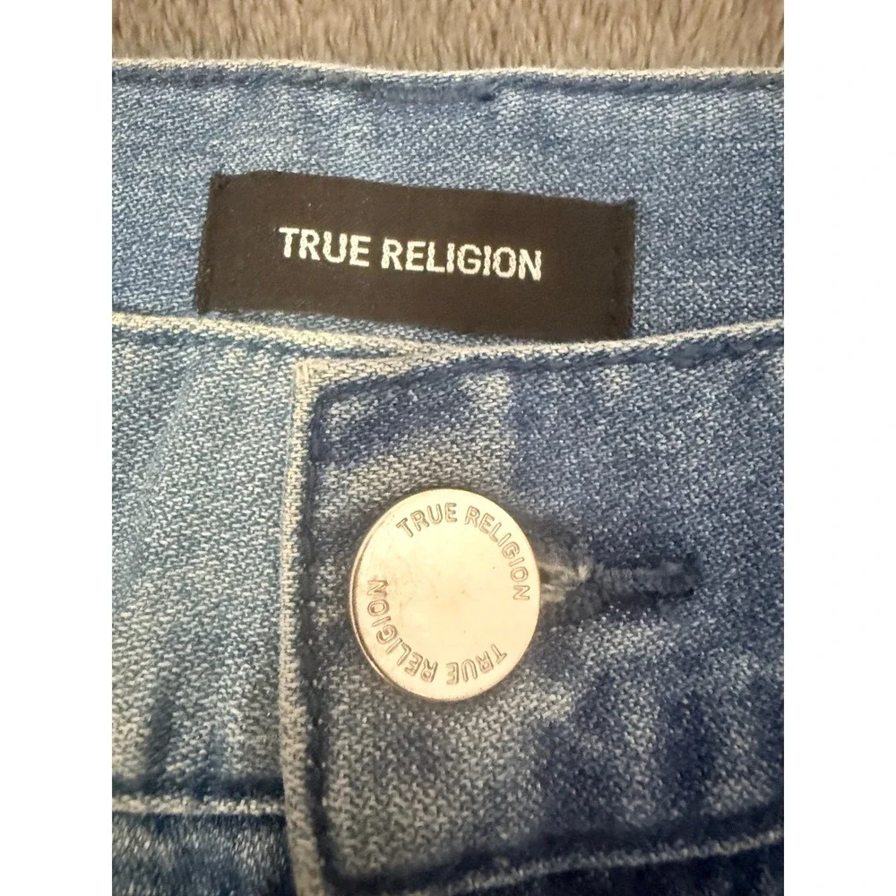 True Religion Geno No Flap SN Slim Straight Jeans Medium Wash Blue Mens 36 NEW
